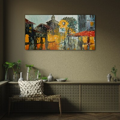 Tableau verre imprimé Le reflet doré du paysage urbain