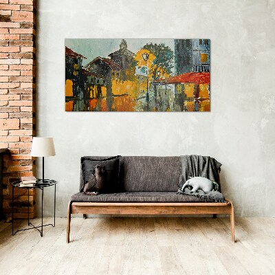 Tableau verre imprimé Le reflet doré du paysage urbain