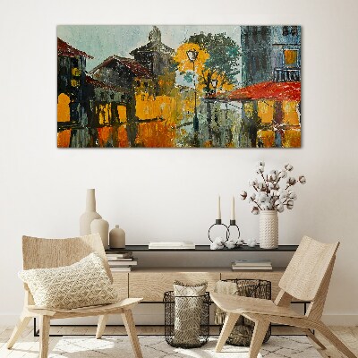 Tableau verre imprimé Le reflet doré du paysage urbain