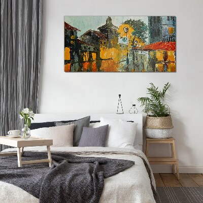 Tableau verre imprimé Le reflet doré du paysage urbain