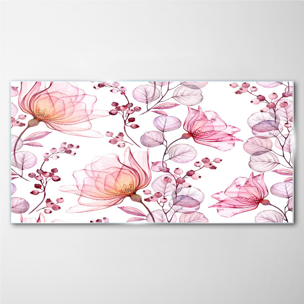 Tableau verre imprimé Une danse florale aux tons pastel