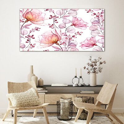 Tableau verre imprimé Une danse florale aux tons pastel