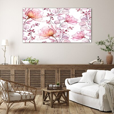 Tableau verre imprimé Une danse florale aux tons pastel