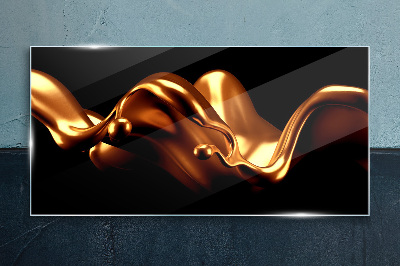 Tableau imprimé sur verre Vagues dorées sur fond noir