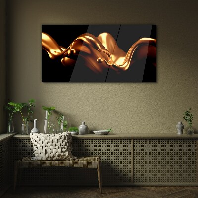 Tableau imprimé sur verre Vagues dorées sur fond noir