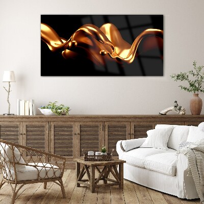 Tableau imprimé sur verre Vagues dorées sur fond noir