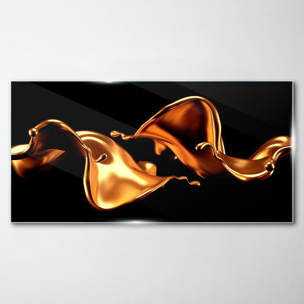 Tableau verre imprimé Vagues dorées de substance fluide
