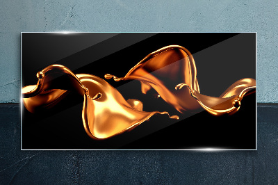 Tableau verre imprimé Vagues dorées de substance fluide