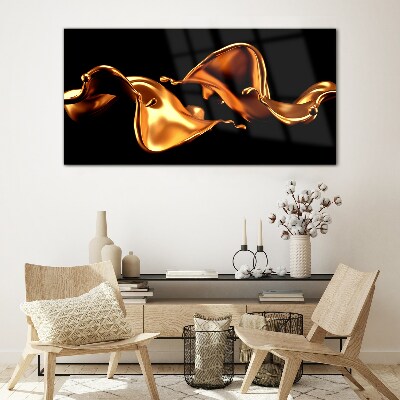 Tableau verre imprimé Vagues dorées de substance fluide