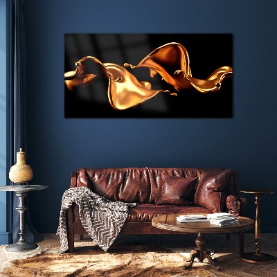 Tableau verre imprimé Vagues dorées de substance fluide