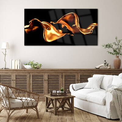 Tableau verre imprimé Vagues dorées de substance fluide