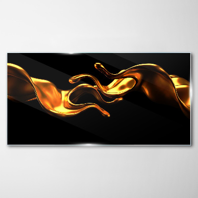 Tableau photo sur verre Vagues dorées sur fond noir