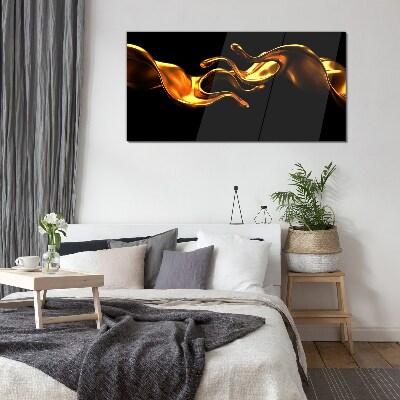 Tableau photo sur verre Vagues dorées sur fond noir