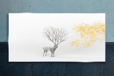 Tableau imprimé sur verre Arbre et cerf dans le vent