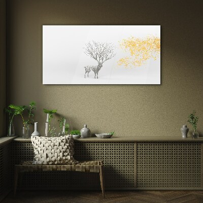 Tableau imprimé sur verre Arbre et cerf dans le vent