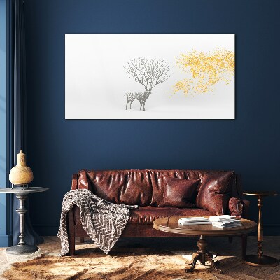 Tableau imprimé sur verre Arbre et cerf dans le vent