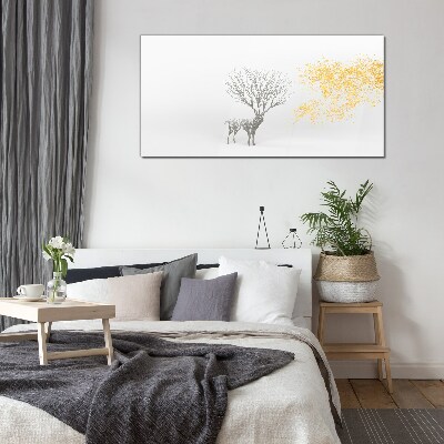Tableau imprimé sur verre Arbre et cerf dans le vent