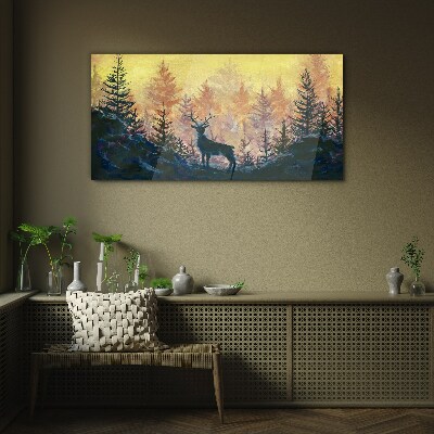 Tableau imprimé sur verre Matinée dorée dans la forêt