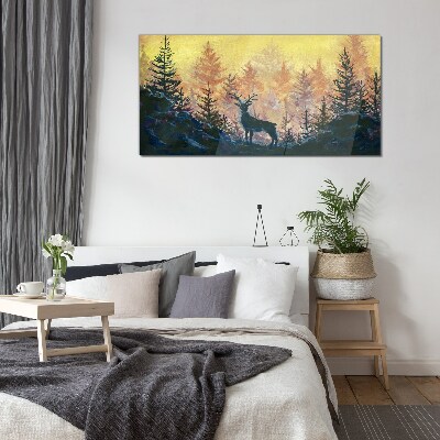 Tableau imprimé sur verre Matinée dorée dans la forêt