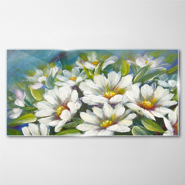 Tableau en verre Charme floral en bleu