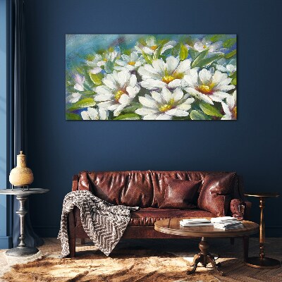 Tableau en verre Charme floral en bleu