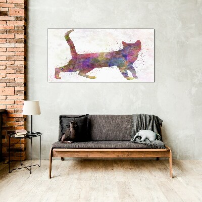 Tableau verre imprimé Ombre de chat colorée