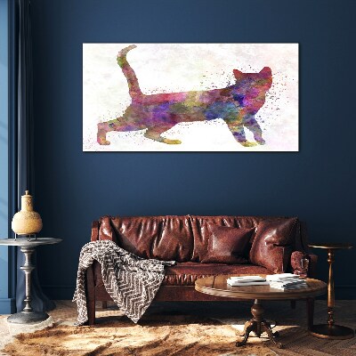 Tableau verre imprimé Ombre de chat colorée