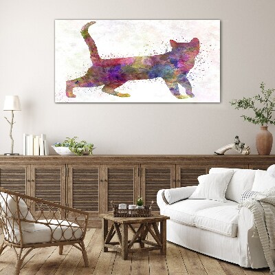 Tableau verre imprimé Ombre de chat colorée