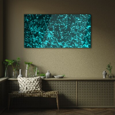Tableau photo sur verre Réseau numérique en nuances de bleu