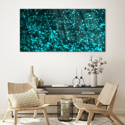 Tableau photo sur verre Réseau numérique en nuances de bleu