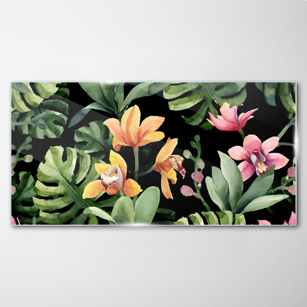 Tableau photo sur verre Jardin tropical à l'aquarelle