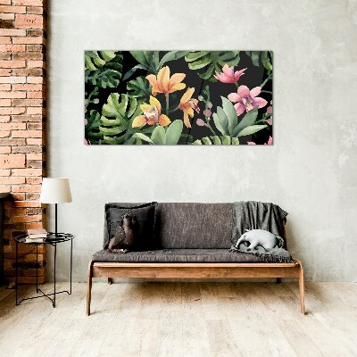 Tableau photo sur verre Jardin tropical à l'aquarelle