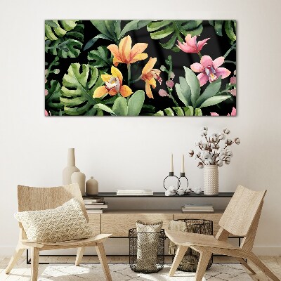 Tableau photo sur verre Jardin tropical à l'aquarelle