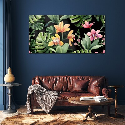 Tableau photo sur verre Jardin tropical à l'aquarelle