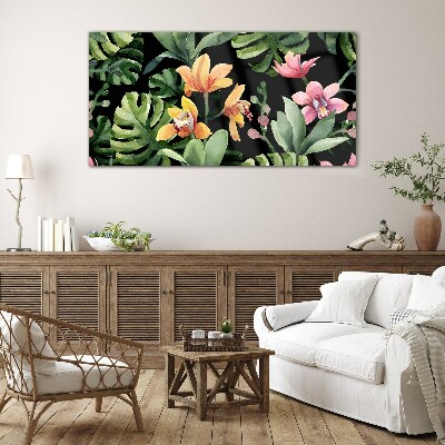 Tableau photo sur verre Jardin tropical à l'aquarelle