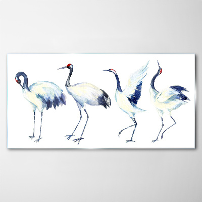 Tableau photo sur verre Grues dansantes à l'aquarelle