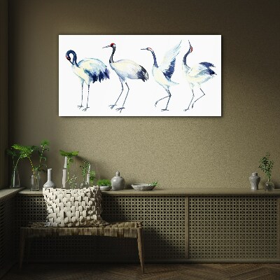 Tableau photo sur verre Grues dansantes à l'aquarelle