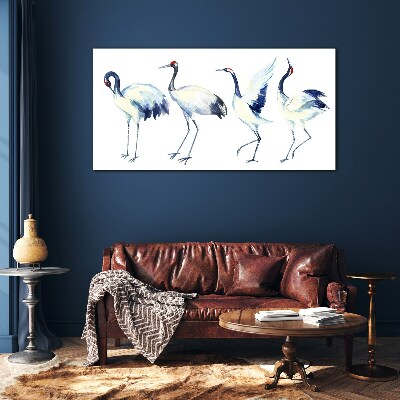 Tableau photo sur verre Grues dansantes à l'aquarelle