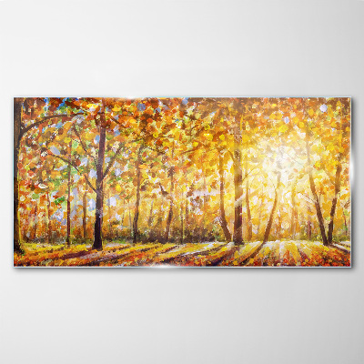 Tableau photo sur verre Automne doré dans la forêt