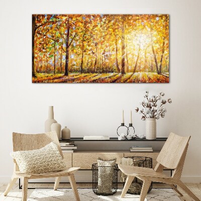 Tableau photo sur verre Automne doré dans la forêt
