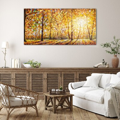 Tableau photo sur verre Automne doré dans la forêt