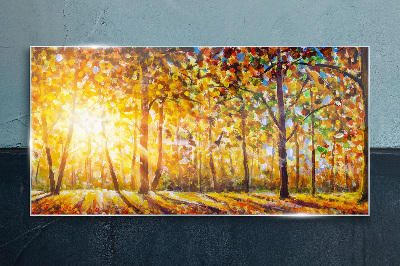 Tableau en verre Automne doré dans la forêt