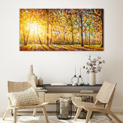 Tableau en verre Automne doré dans la forêt