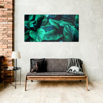 Tableau sur verre Feuilles tropicales vertes