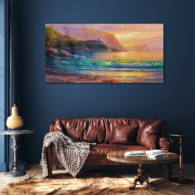 Tableau imprimé sur verre Une matinée tranquille au bord de la mer