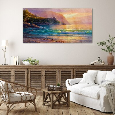 Tableau imprimé sur verre Une matinée tranquille au bord de la mer