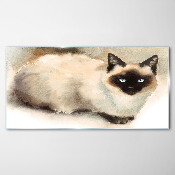 Tableau imprimé sur verre Chat siamois aux aquarelles douces