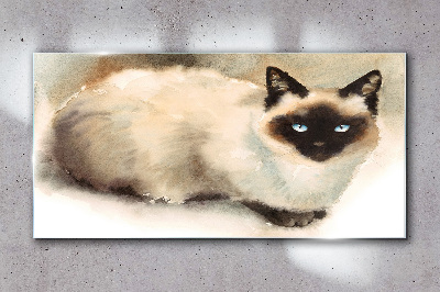 Tableau imprimé sur verre Chat siamois aux aquarelles douces