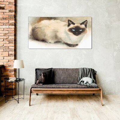 Tableau imprimé sur verre Chat siamois aux aquarelles douces