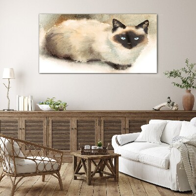Tableau imprimé sur verre Chat siamois aux aquarelles douces